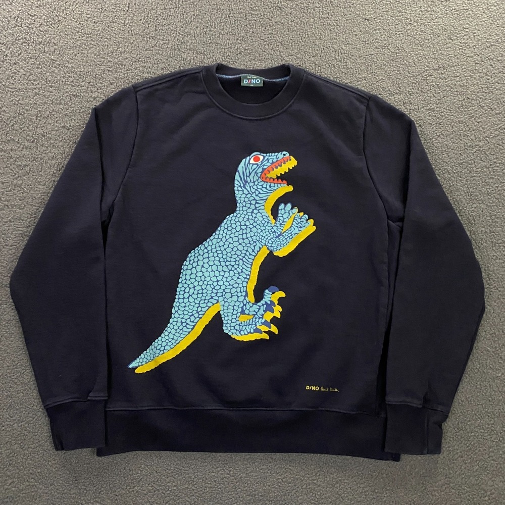 Paul Smith Dino Sweatshirt Mens 2XL Navy French Terry Organic Cotton Crew